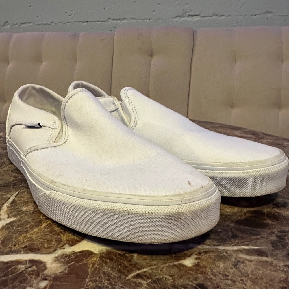 Vans White Canvas Slip-On Loafers